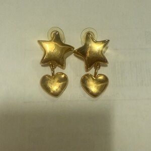 Gold Star and Heart Earrings